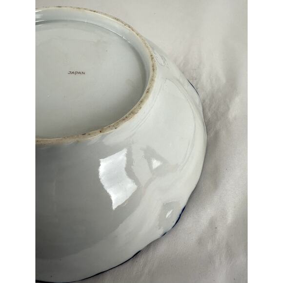 Japanese Antique China Cobalt Trim Geisha Floral Structure 1921-1941 - Picture 8 of 12